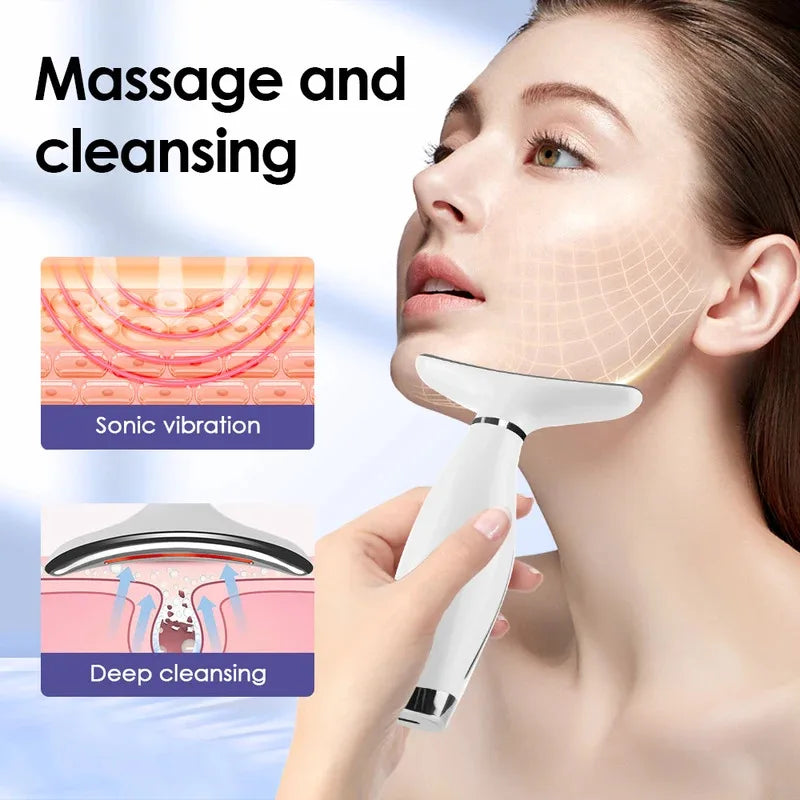 LED Lights Face Neck Vibration Massager
