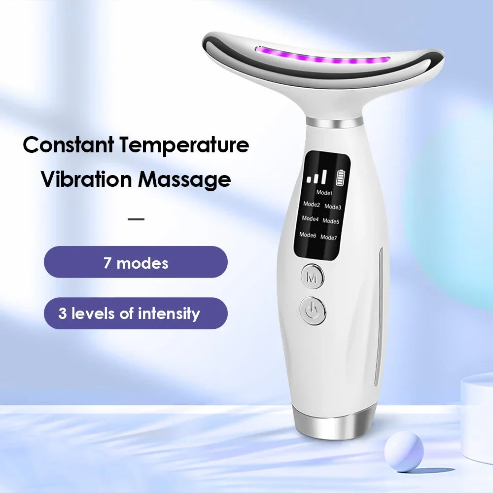 LED Lights Face Neck Vibration Massager